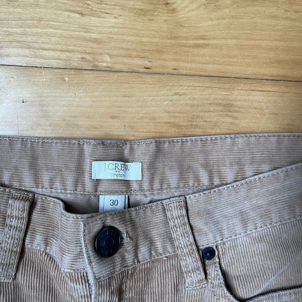J.Crew Tan Corduroy Stretch Straight Leg Pants Size 30 Khaki Brown - Picture 3 of 6